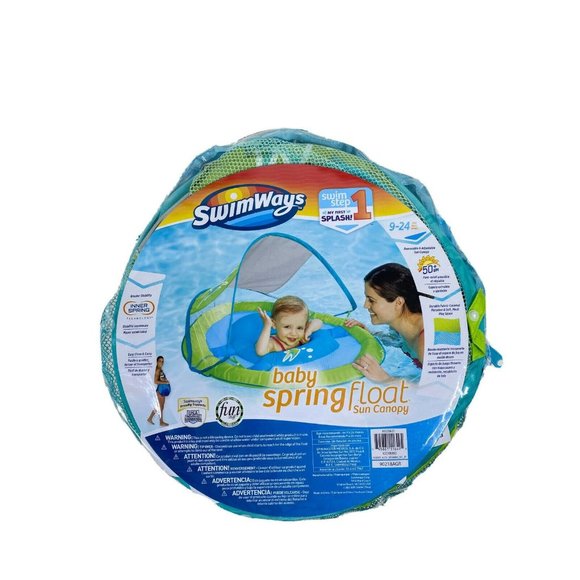 SwimWays Baby Spring Float Sun Canopy Ages 9-24 Months 50+UPF Green - Picture 1 of 8